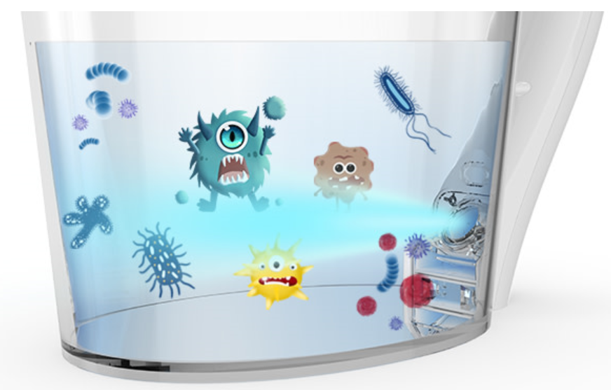 Illustration of germs in a water pitcher 