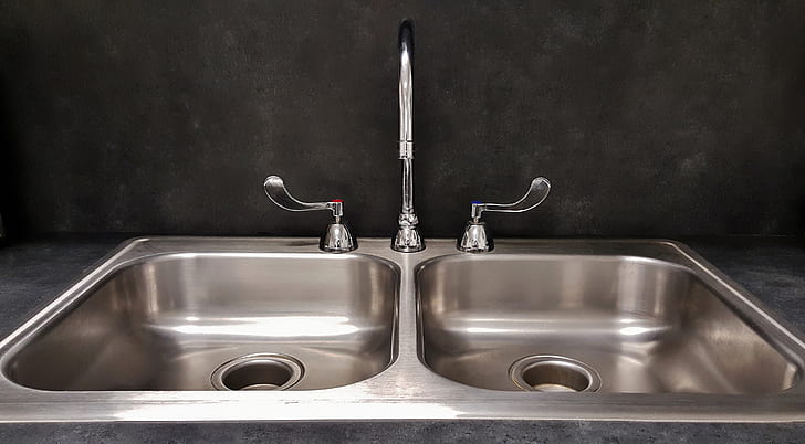 Two basin steel kitchen sink